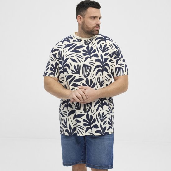 North Latitude T-shirt Allover Printed Navy - Magliette - Magliette Uomo Taglie Forti