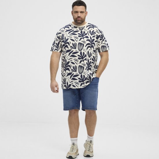 North Latitude T-shirt Allover Printed Navy - Magliette - Magliette Uomo Taglie Forti