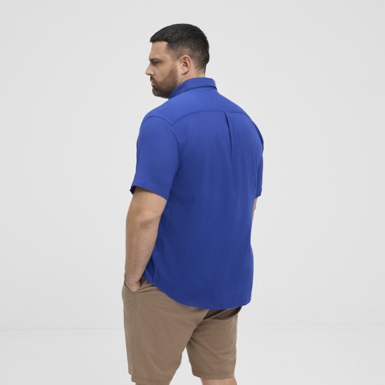 North Latitude Shirt Linen Cotton Short Sleeve Blue - Camicie - Camicie Taglie Forti Uomo