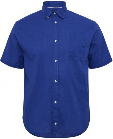 North Latitude Shirt Linen Cotton Short Sleeve Blue - Camicie - Camicie Taglie Forti Uomo