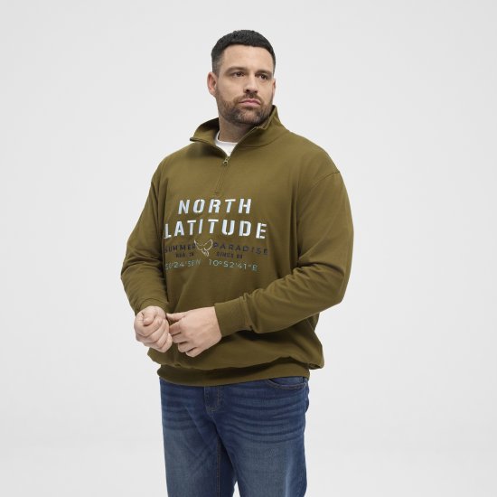 North Latitude Sweatshirt Half-Zip Green - Felpe & felpe con cappuccio - Felpe & Felpe con Cappuccio Uomo Taglie Forti