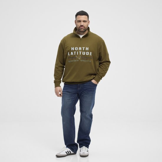 North Latitude Sweatshirt Half-Zip Green - Felpe & felpe con cappuccio - Felpe & Felpe con Cappuccio Uomo Taglie Forti