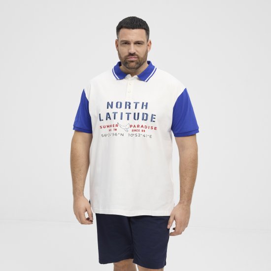 North Latitude Polo Short Sleeve Blue And White - Polo - Polo Uomo Taglie Forti