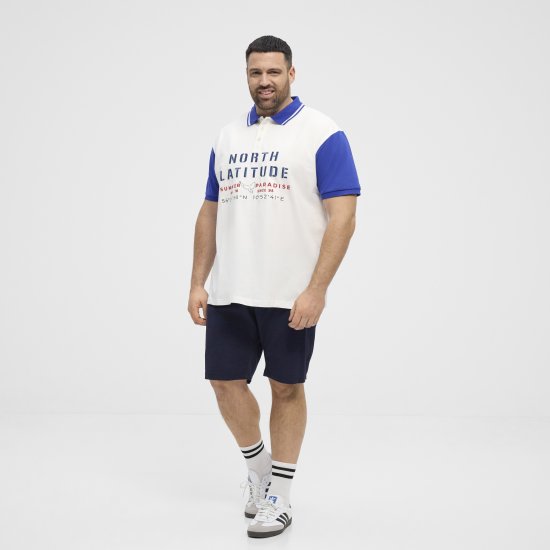North Latitude Polo Short Sleeve Blue And White - Polo - Polo Uomo Taglie Forti