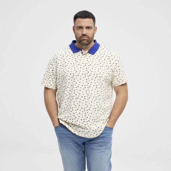 North Latitude Polo Pique Printed Off-White - Polo - Polo Uomo Taglie Forti