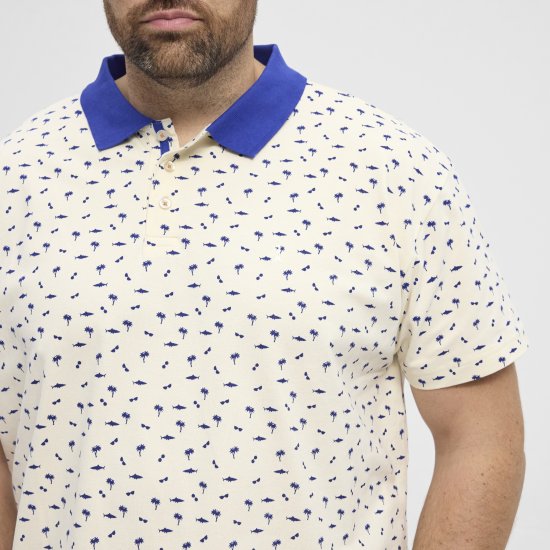 North Latitude Polo Pique Printed Off-White - Polo - Polo Uomo Taglie Forti