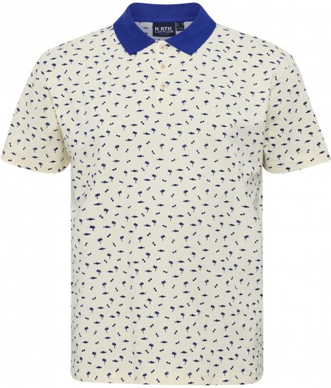 North Latitude Polo Pique Printed Off-White - Polo - Polo Uomo Taglie Forti