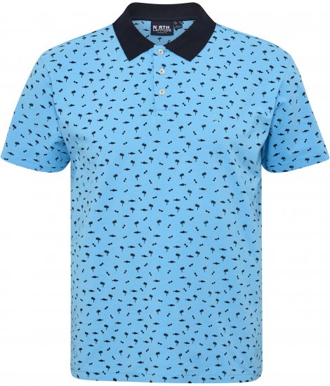North Latitude Polo Pique Printed Turquoise TALL - ABBIGLIAMENTO UOMO MT-6XLT - Taglie Tall Uomo
