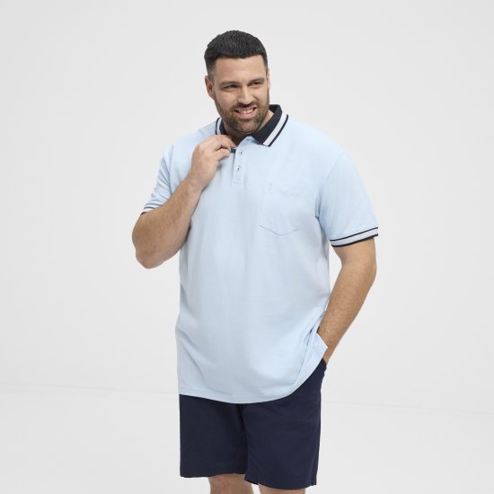 North Latitude Polo Pique Short Sleeve Light Blue - Polo - Polo Uomo Taglie Forti