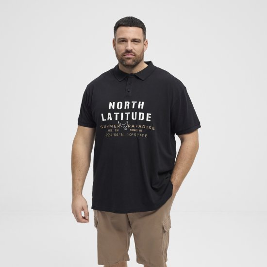 North Latitude Polo Pique Short Sleeve Black - Polo - Polo Uomo Taglie Forti