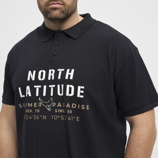 North Latitude Polo Pique Short Sleeve Black - Polo - Polo Uomo Taglie Forti