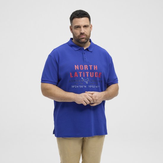 North Latitude Polo Pique Print Short Sleeve Cobalt Blue - Polo - Polo Uomo Taglie Forti