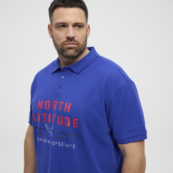 North Latitude Polo Pique Print Short Sleeve Cobalt Blue - Polo - Polo Uomo Taglie Forti