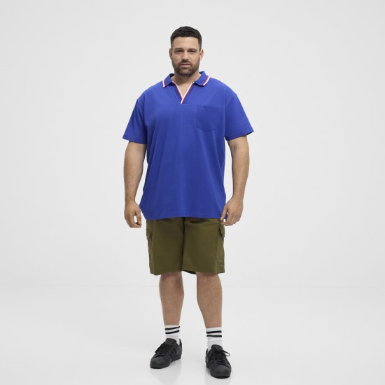 North Latitude Polo Pique V-Neck Blue - Polo - Polo Uomo Taglie Forti