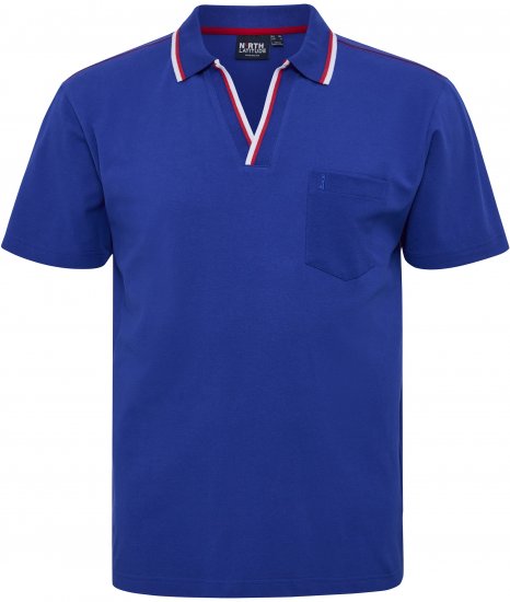 North Latitude Polo Pique V-Neck Blue - Polo - Polo Uomo Taglie Forti