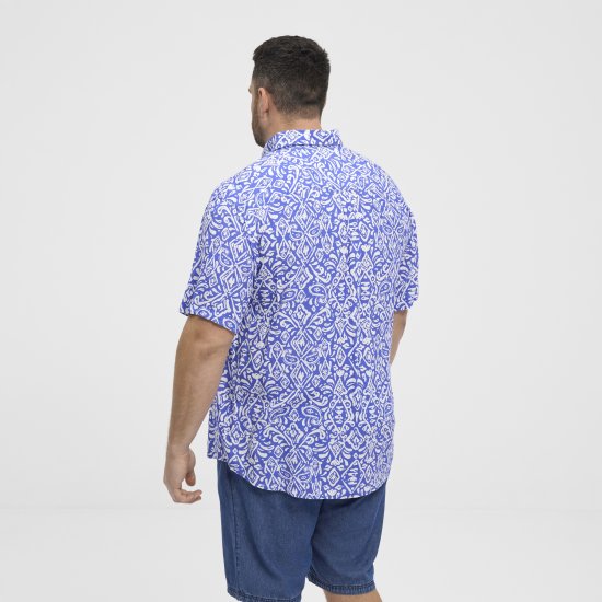 North Latitude Shirt Denim Printed Allover Blue - Camicie - Camicie Taglie Forti Uomo