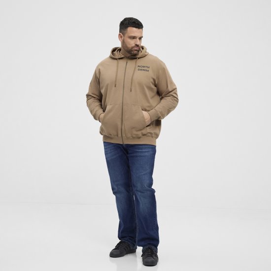 North Latitude Hoodie with Zipper Dark Sand - Felpe & felpe con cappuccio - Felpe & Felpe con Cappuccio Uomo Taglie Forti