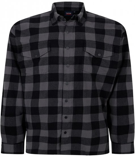 Espionage SH423 Checked Overshirt Black/Charcoal - Camicie - Camicie Taglie Forti Uomo