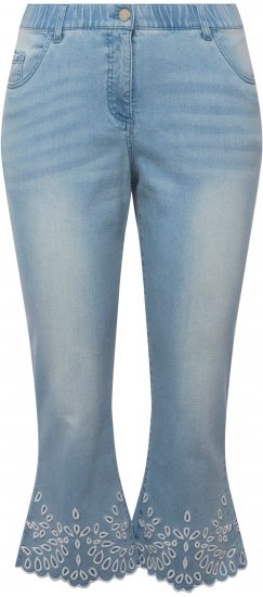 Ulla Popken Cropped Flared Eyelet Jeans Light Blue - Jeans & Pantaloni Donna Taglie Comode – Plus Size - 
