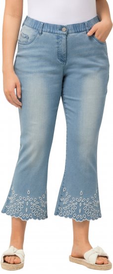 Ulla Popken Cropped Flared Eyelet Jeans Light Blue - Jeans & Pantaloni Donna Taglie Comode – Plus Size - 