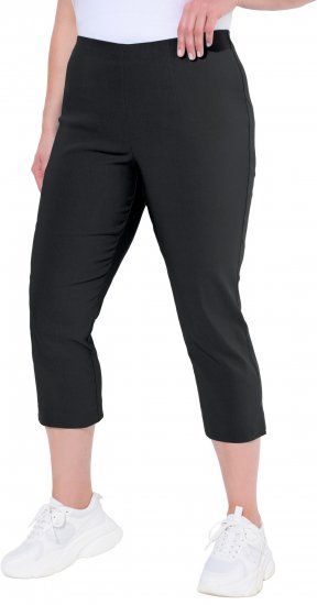 Ulla Popken Stretch Basic Bengaline Capri Pants Black - Jeans & Pantaloni Donna Taglie Comode – Plus Size - 