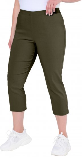 Ulla Popken Stretch Basic Bengaline Capri Pants Forest Forest Green - Jeans & Pantaloni Donna Taglie Comode – Plus Size - 