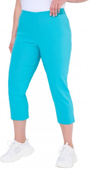 Ulla Popken Stretch Basic Bengaline Capri Pants Deep Aqua - Jeans & Pantaloni Donna Taglie Comode – Plus Size - 