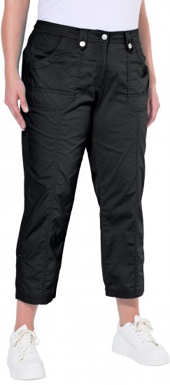 Ulla Popken Roll Tab Hem Stretch Cargo Pants Black - Jeans & Pantaloni Donna Taglie Comode – Plus Size - Jeans e Pantaloni Donna, EU 42-70