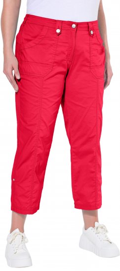 Ulla Popken Roll Tab Hem Stretch Cargo Pants Red - Jeans & Pantaloni Donna Taglie Comode – Plus Size - 