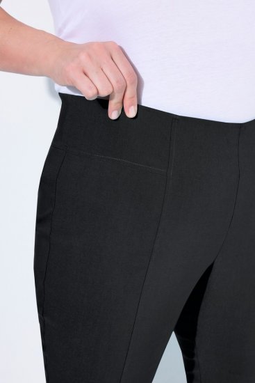 Ulla Popken Bengaline Elastic Waist Stretch Capri Pants Black - Pantaloni in tessuto - Pantaloni ampi taglie forti donna
