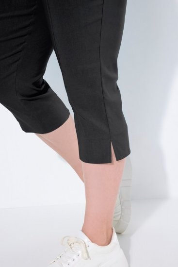 Ulla Popken Bengaline Elastic Waist Stretch Capri Pants Black - Pantaloni in tessuto - Pantaloni ampi taglie forti donna