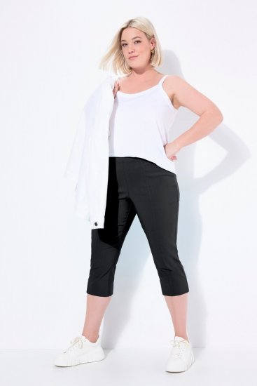 Ulla Popken Bengaline Elastic Waist Stretch Capri Pants Black - Pantaloni in tessuto - Pantaloni ampi taglie forti donna