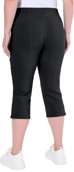 Ulla Popken Bengaline Elastic Waist Stretch Capri Pants Black - Jeans & Pantaloni Donna Taglie Comode – Plus Size - 