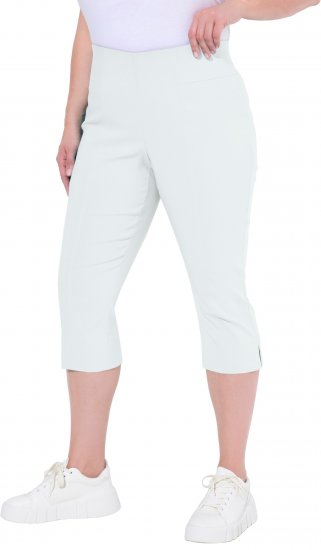Ulla Popken Bengaline Elastic Waist Stretch Capri Pants Snow White - Jeans & Pantaloni Donna Taglie Comode – Plus Size - 