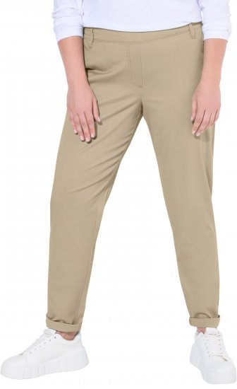 Ulla Popken Chino Elastic Waist Stretch Cotton Pants Brown - Jeans & Pantaloni Donna Taglie Comode – Plus Size - Jeans e Pantaloni Donna, EU 42-70