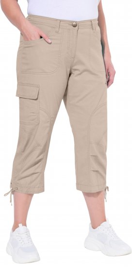 Ulla Popken Stretch Cotton Cargo Crop Pants Beige - Jeans & Pantaloni Donna Taglie Comode – Plus Size - 