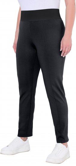 Ulla Popken Slim Leg Sienna Fit Ponte Stretch Knit Pants Black - Jeans & Pantaloni Donna Taglie Comode – Plus Size - 