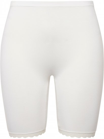 Ulla Popken Lace Hem Stretch Viscose Knit Bicycle Length Lounge Shorts White - Jeans & Pantaloni Donna Taglie Comode – Plus Size - 