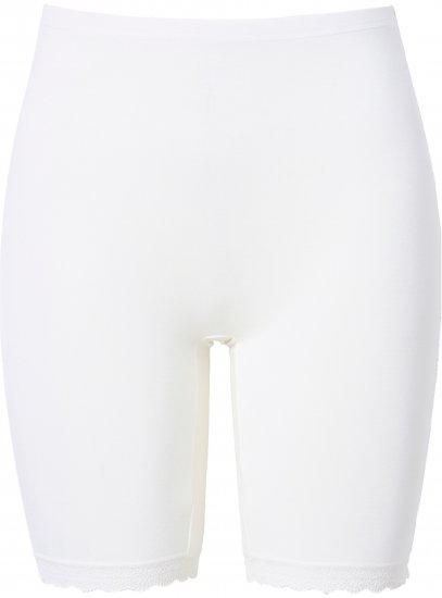 Ulla Popken Lace Hem Stretch Viscose Knit Bicycle Length Lounge Shorts White - Jeans & Pantaloni Donna Taglie Comode – Plus Size - 