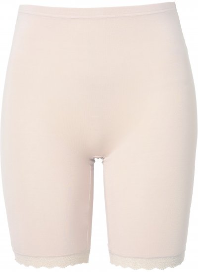 Ulla Popken Lace Hem Stretch Viscose Knit Bicycle Length Lounge Shorts Beige - Jeans & Pantaloni Donna Taglie Comode – Plus Size - 