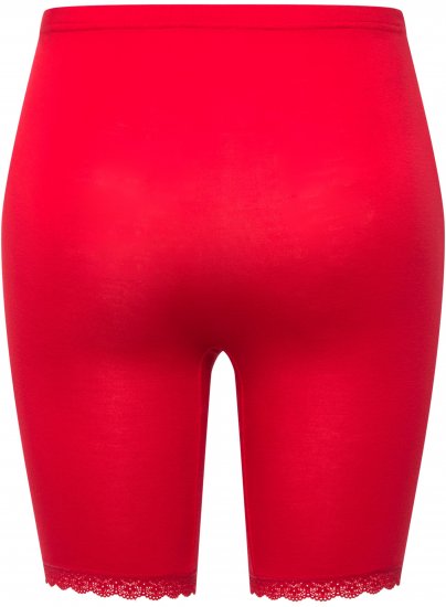 Ulla Popken Lace Hem Stretch Viscose Knit Bicycle Length Lounge Shorts Red - Jeans & Pantaloni Donna Taglie Comode – Plus Size - 