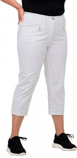 Ulla Popken Mony Stretch Capri Pants Snow White - Jeans & Pantaloni Donna Taglie Comode – Plus Size - 