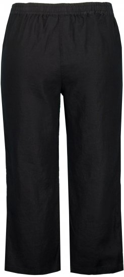 Ulla Popken Cool Linen Elastic Waist Capri Pants Black - Jeans & Pantaloni Donna Taglie Comode – Plus Size - 
