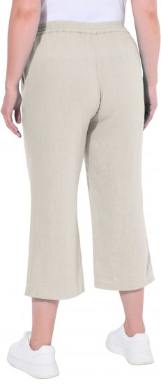 Ulla Popken Cool Linen Elastic Waist Capri Pants Brown - Jeans & Pantaloni Donna Taglie Comode – Plus Size - 