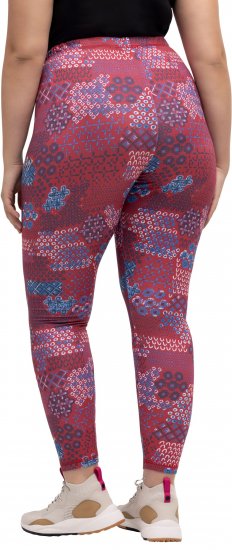 Ulla Popken Graphic Print Recycled Polyester Quick Dry Stretch Leggings Red - Jeans & Pantaloni Donna Taglie Comode – Plus Size - 