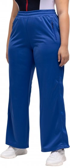 Ulla Popken Snap Placket Side Seam Wide Leg Recycled Polyester Knit Joggers Blue - Jeans & Pantaloni Donna Taglie Comode – Plus Size - 