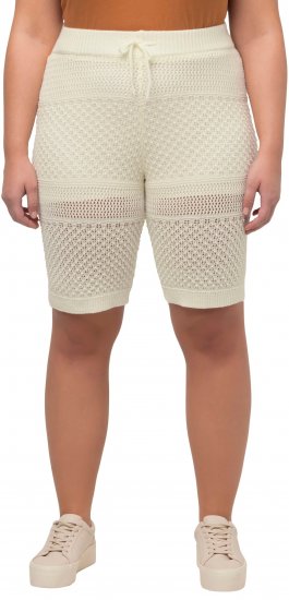 Ulla Popken Crochet Bermuda Layered Look Shorts White - Jeans & Pantaloni Donna Taglie Comode – Plus Size - 