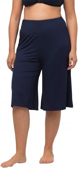 Ulla Popken Wide Leg Flared Bermuda Shorts Navy - Jeans & Pantaloni Donna Taglie Comode – Plus Size - Jeans e Pantaloni Donna, EU 42-70