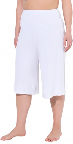 Ulla Popken Wide Leg Flared Bermuda Shorts White - Jeans & Pantaloni Donna Taglie Comode – Plus Size - 