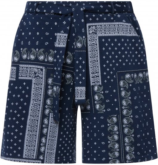 Ulla Popken Paisley Pull On Shorts Blue - Jeans & Pantaloni Donna Taglie Comode – Plus Size - Jeans e Pantaloni Donna, EU 42-70